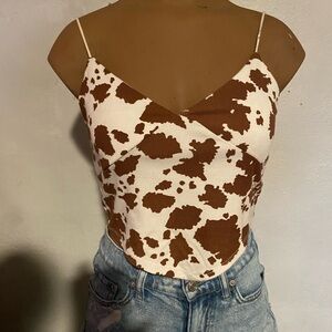 Brown and White Spaghetti Strap Top